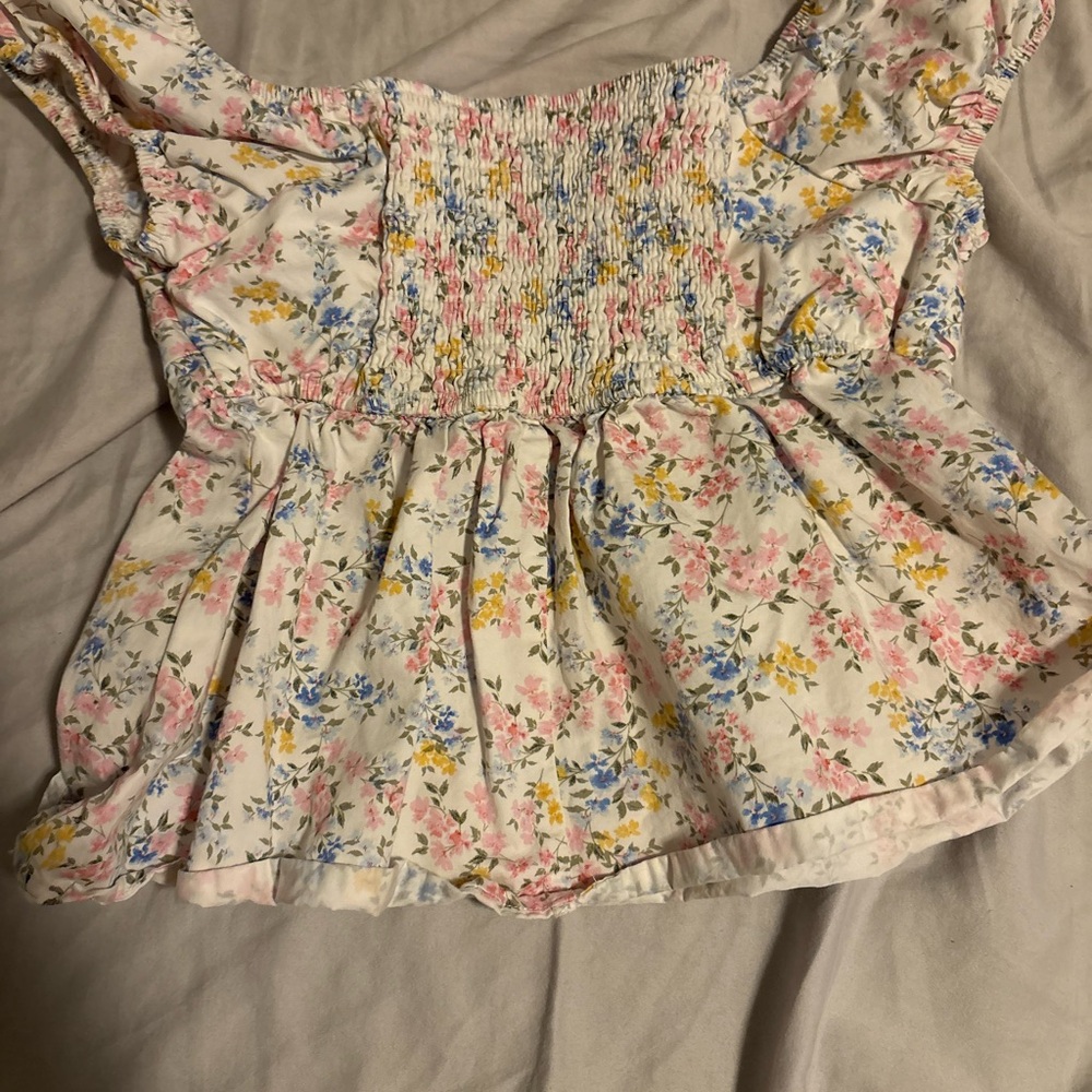 Floral Smocked Crop Top